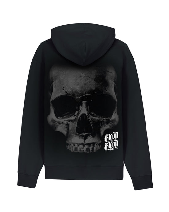 Grey Skull Zip Hoodie Black - Aneyone UG