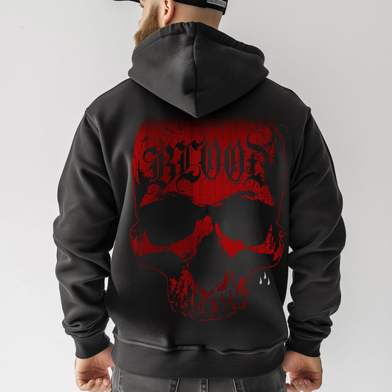 Big Red Skull Zip Hoodie Black - Aneyone UG