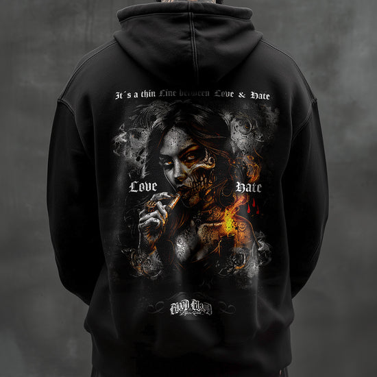 Love and Hate Hoodie Black