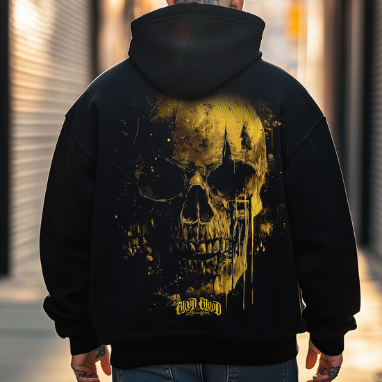 Skull Yellow Hoodie Black