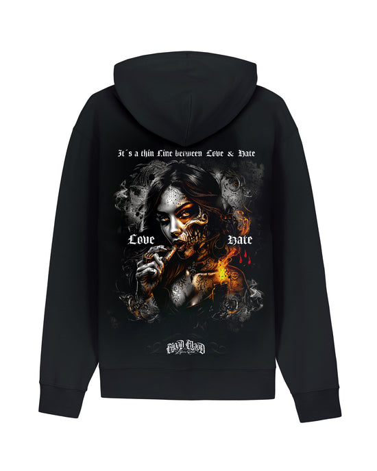 Love and Hate Zip Hoodie Black - Aneyone UG