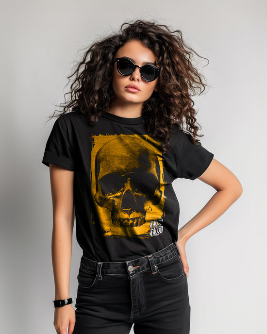 Yellow Skull T-Shirt Women black - Aneyone UG