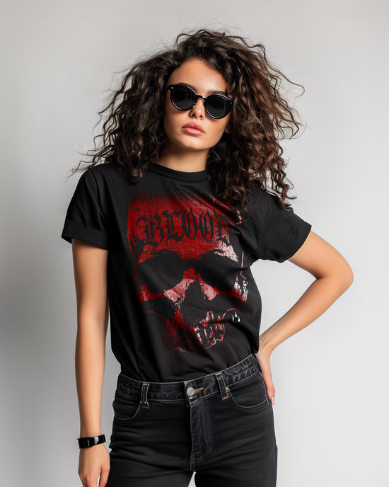 Big Red Skull T-Shirt Women black - Aneyone UG