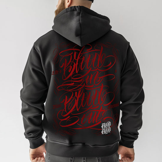 Lettering Zip Hoodie Black