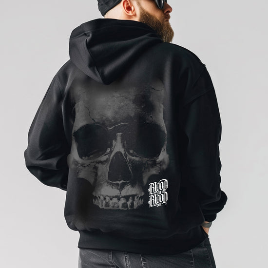 Grey Skull Zip Hoodie Black