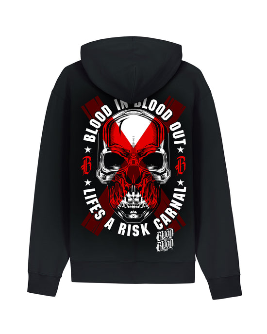 Crossed Skull Zip Hoodie Black