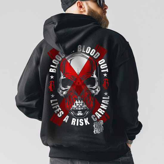 Crossed Skull Zip Hoodie Black