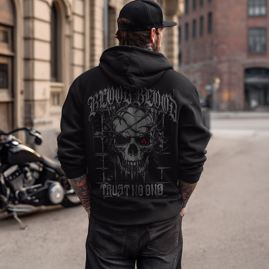 Grey Wire Zip Hoodie Black