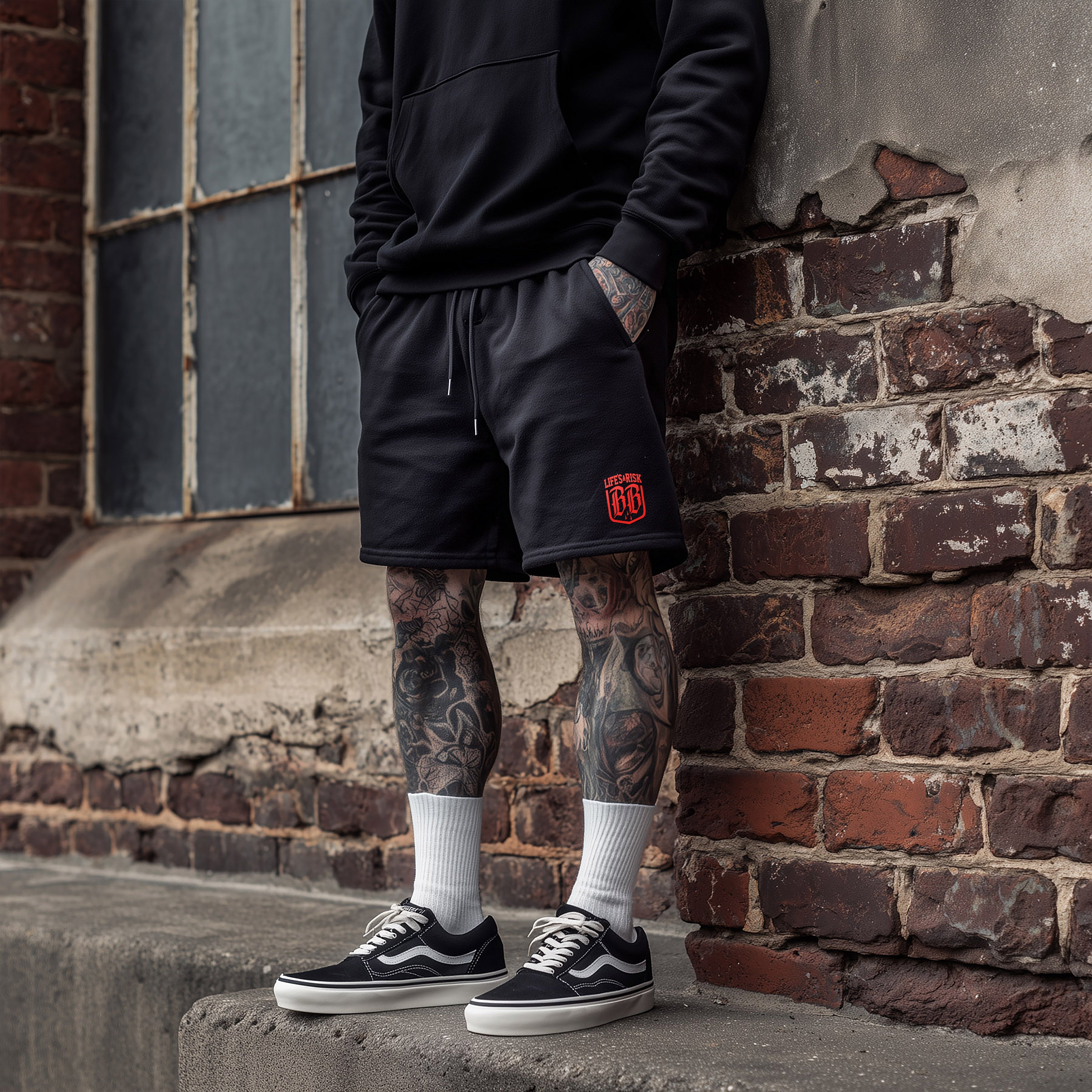Black Cotton Shorts with 3D Patch - Aneyone UG