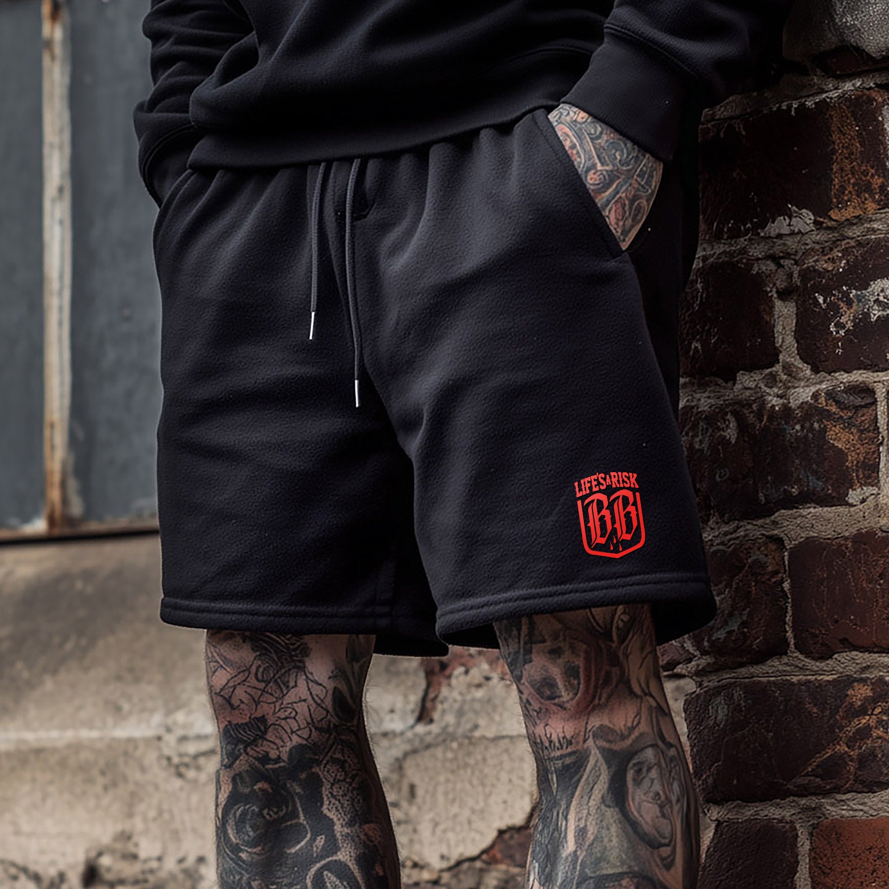 Black Cotton Shorts with 3D Patch - Aneyone UG