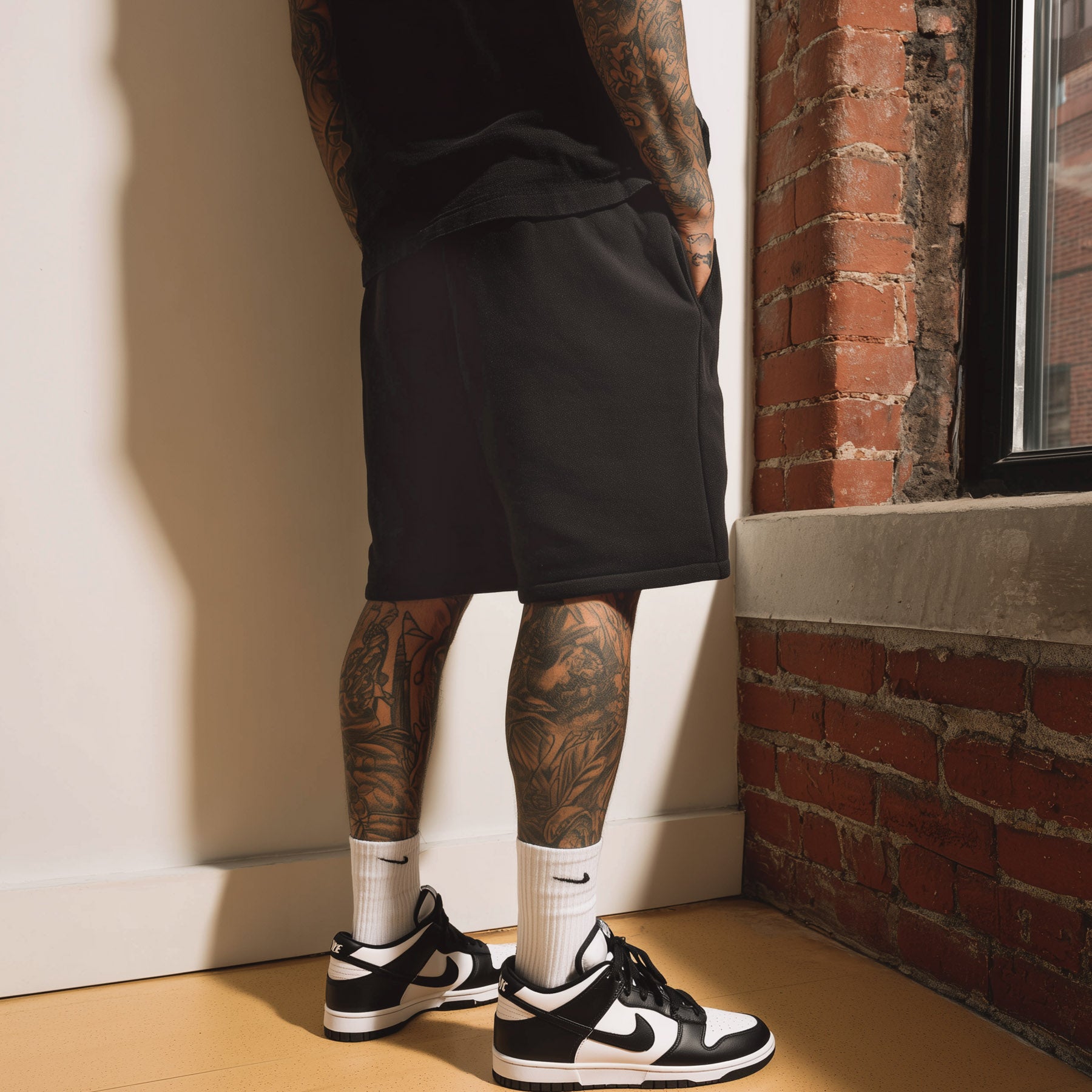 Black Cotton Shorts with Backprint - Aneyone UG
