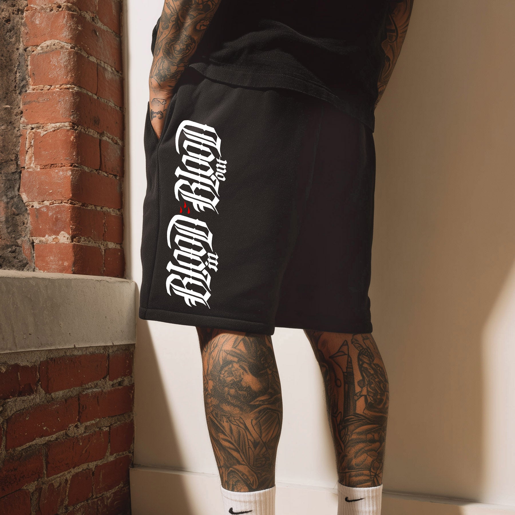 Black Cotton Shorts with Backprint - Aneyone UG