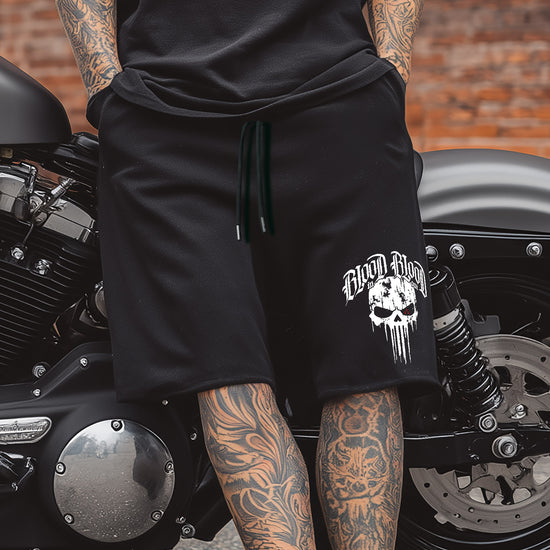 Black Cotton Shorts White Skull - Aneyone UG