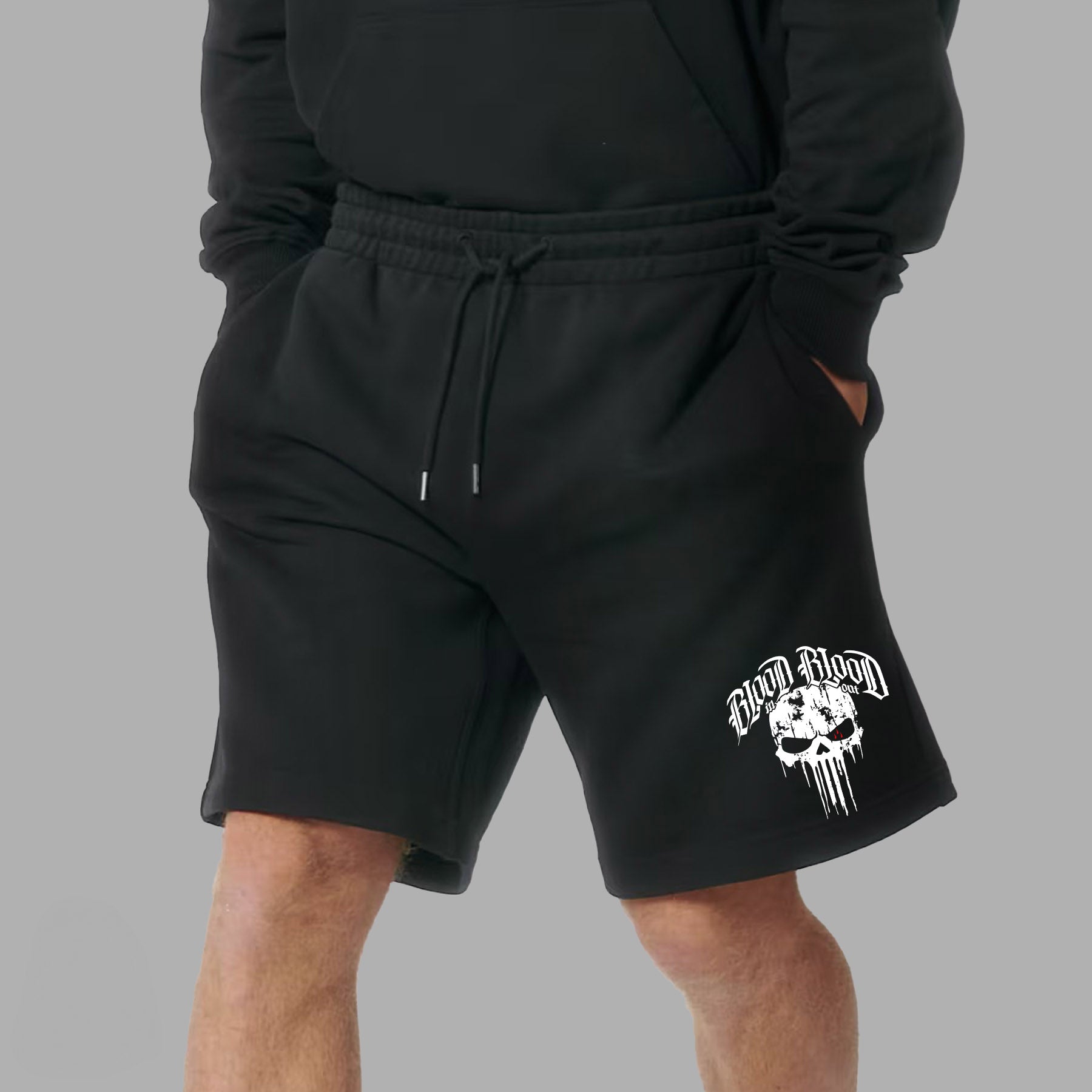 Black Cotton Shorts White Skull - Aneyone UG