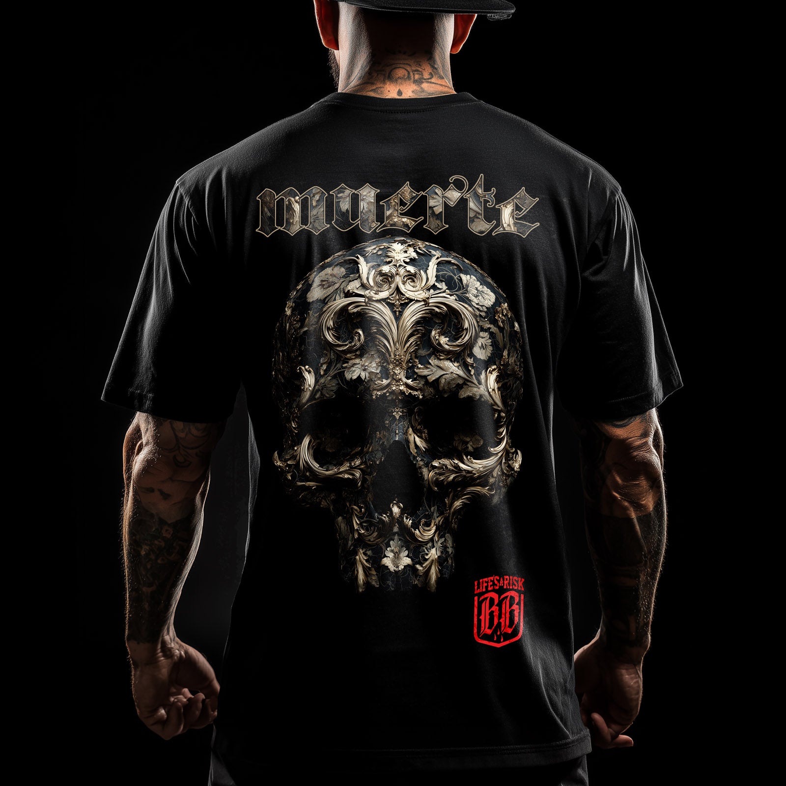 Muerte Gold Skull T-Shirt black - Aneyone UG
