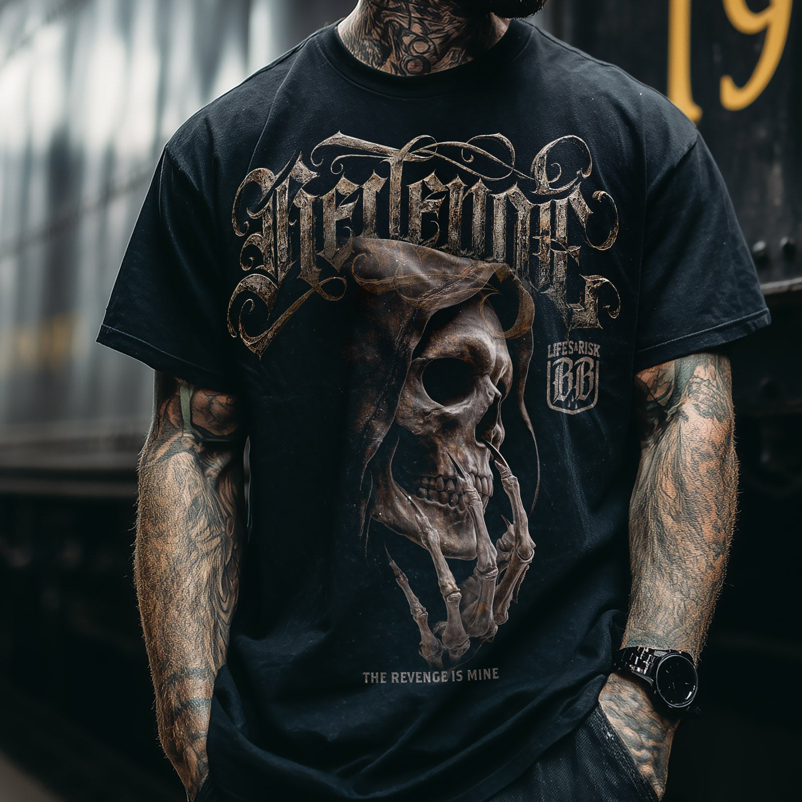 Hooded Skull T-Shirt black - Aneyone UG