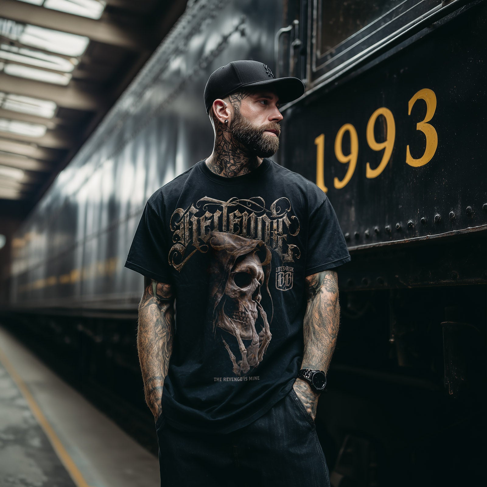 Hooded Skull T-Shirt black - Aneyone UG