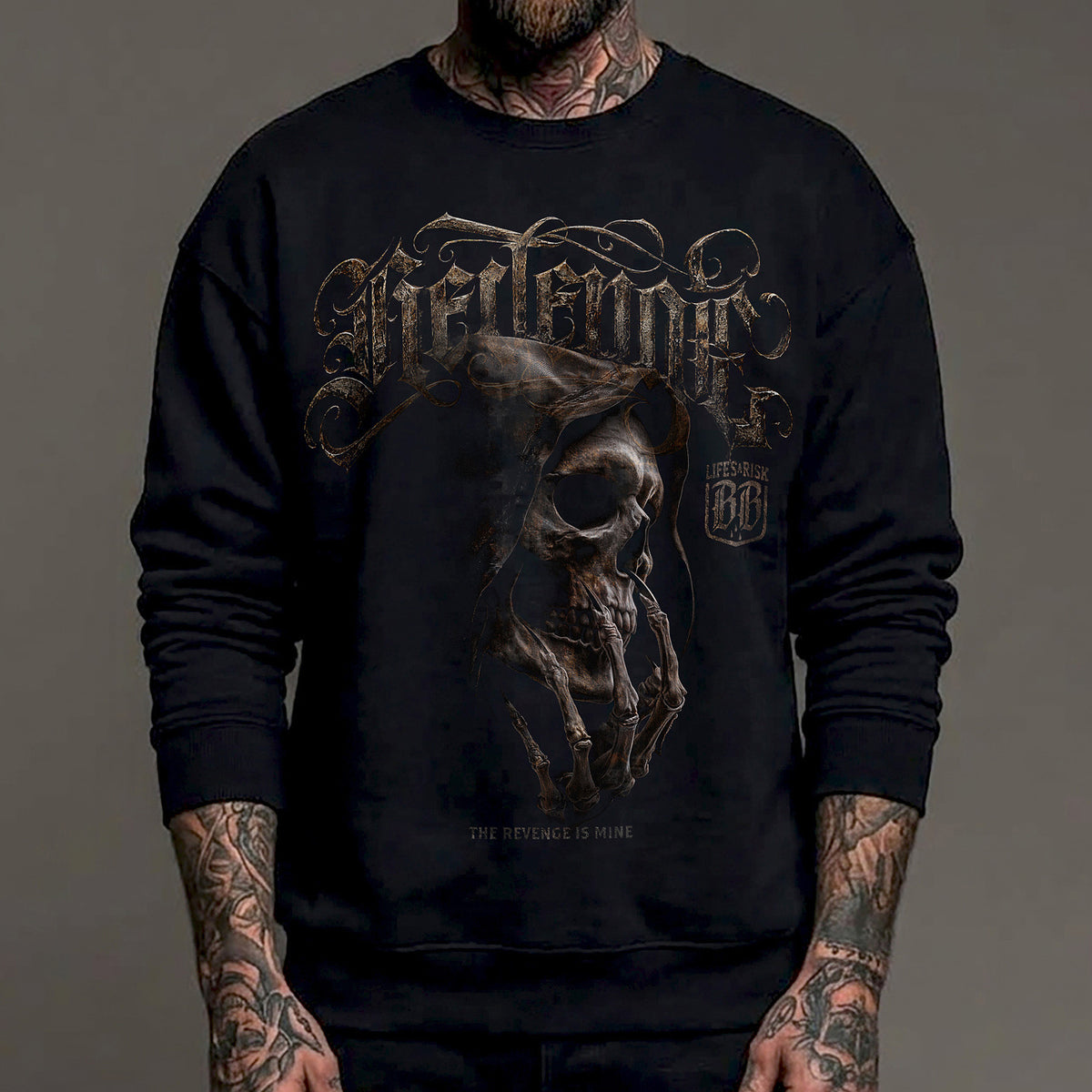 Hooded Skull Sweatshirt Black - Aneyone UG