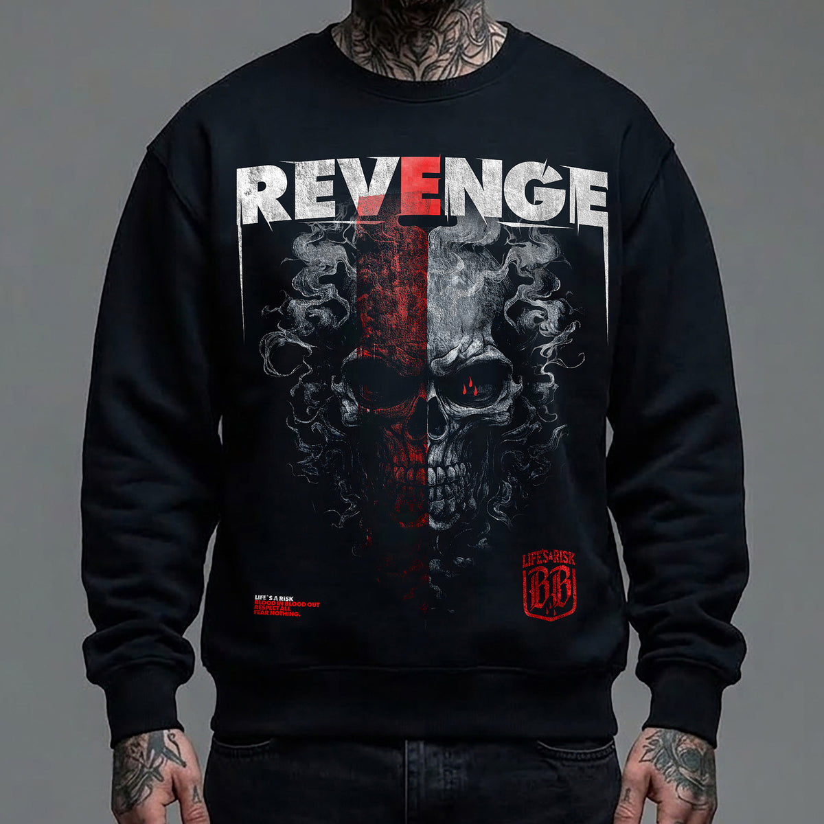 Revenge Skull Sweatshirt Black - Aneyone UG
