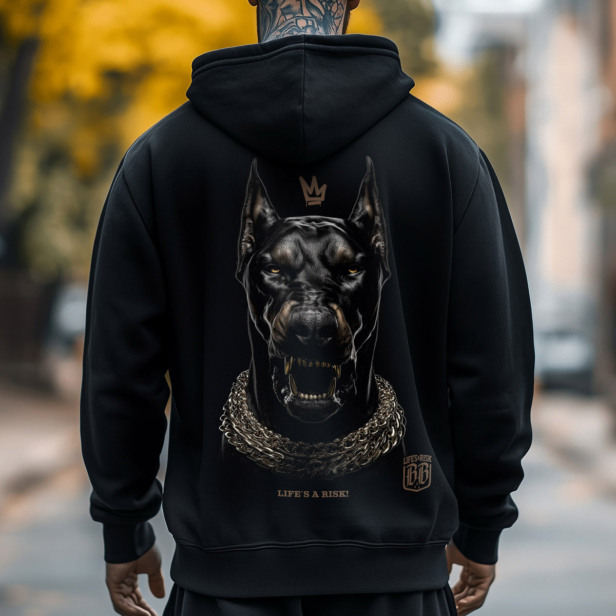 Dobermann Gold Hoodie Black - Aneyone UG