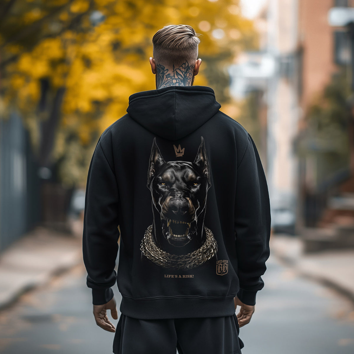 Dobermann Gold Hoodie Black - Aneyone UG