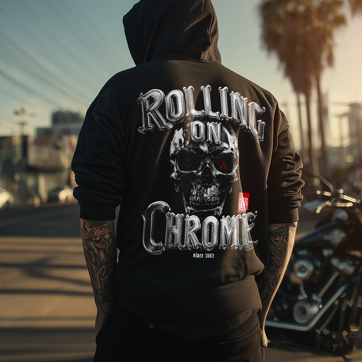 Rolling On Chrome Zip Hoodie Black - Aneyone UG