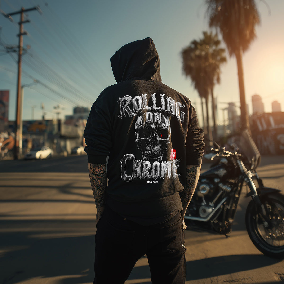 Rolling On Chrome Zip Hoodie Black - Aneyone UG