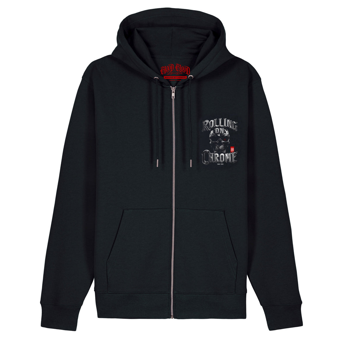 Rolling On Chrome Zip Hoodie Black - Aneyone UG