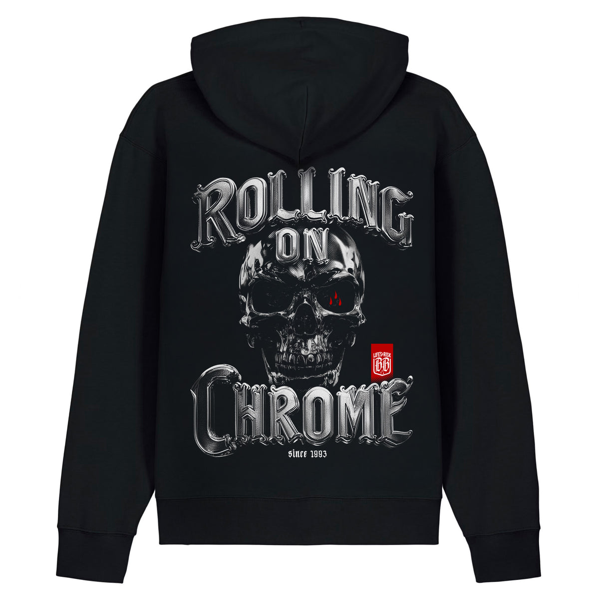 Rolling On Chrome Zip Hoodie Black - Aneyone UG