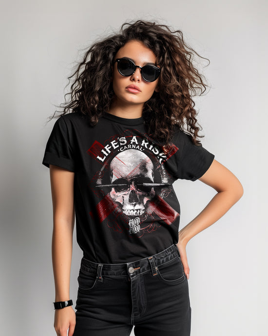 Brush Skull T-Shirt Women black