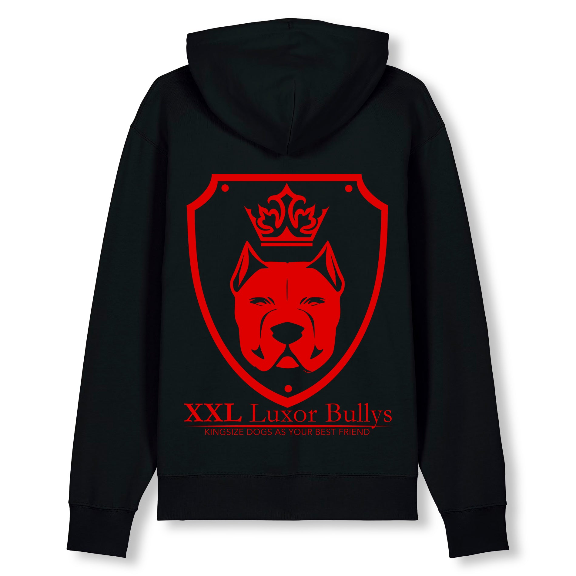 Luxor Black Zip Hoodie Logo in Red - Aneyone UG
