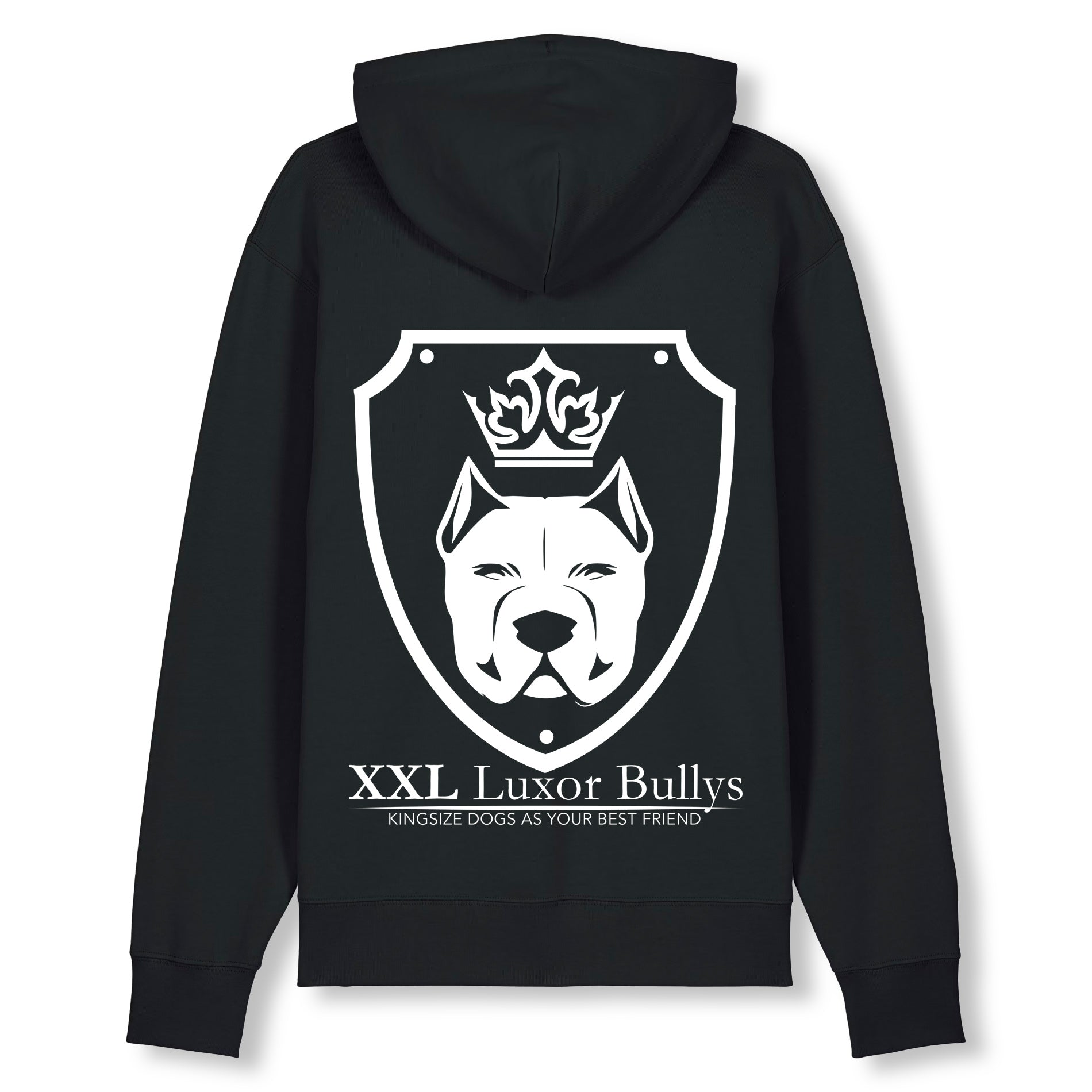 Luxor Black Zip Hoodie Logo in White - Aneyone UG