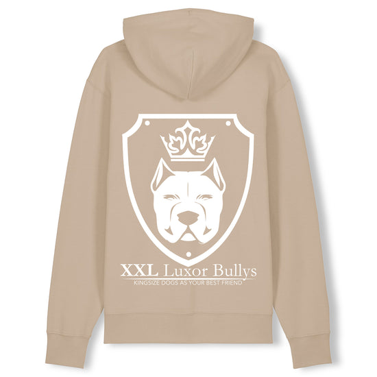 Luxor Beiger Hoodie Logo in White - Aneyone UG
