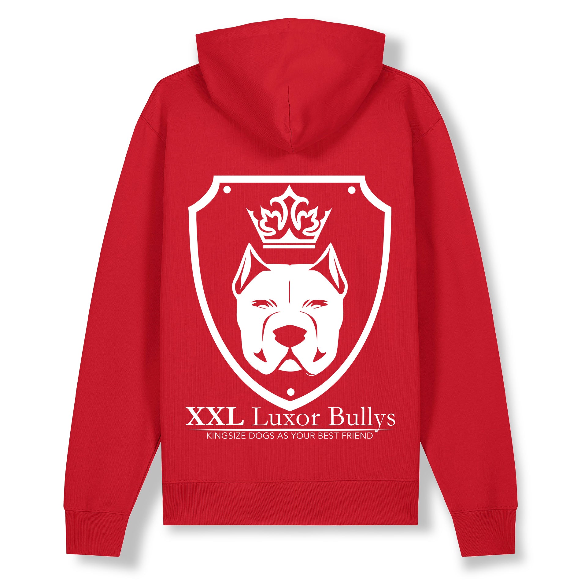 Luxor Red Zip Hoodie Logo in White - Aneyone UG