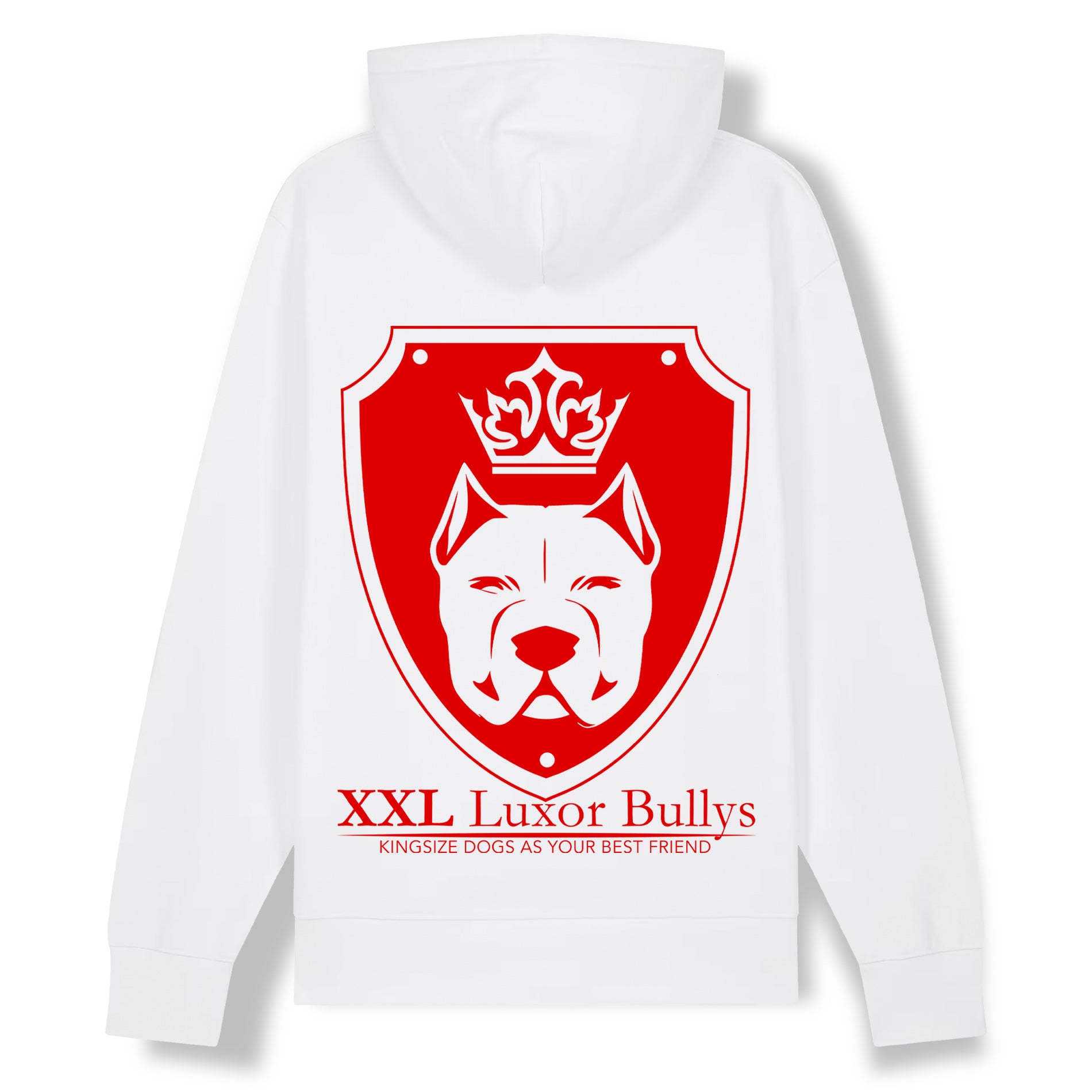 Luxor White Hoodie Logo in Red - Aneyone UG