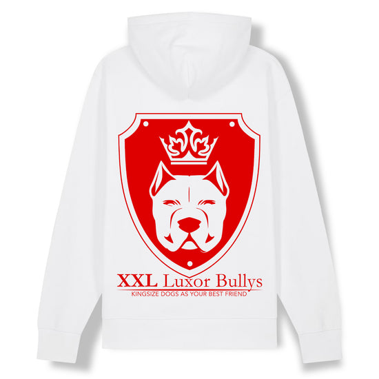 Luxor White Hoodie Logo in Red - Aneyone UG