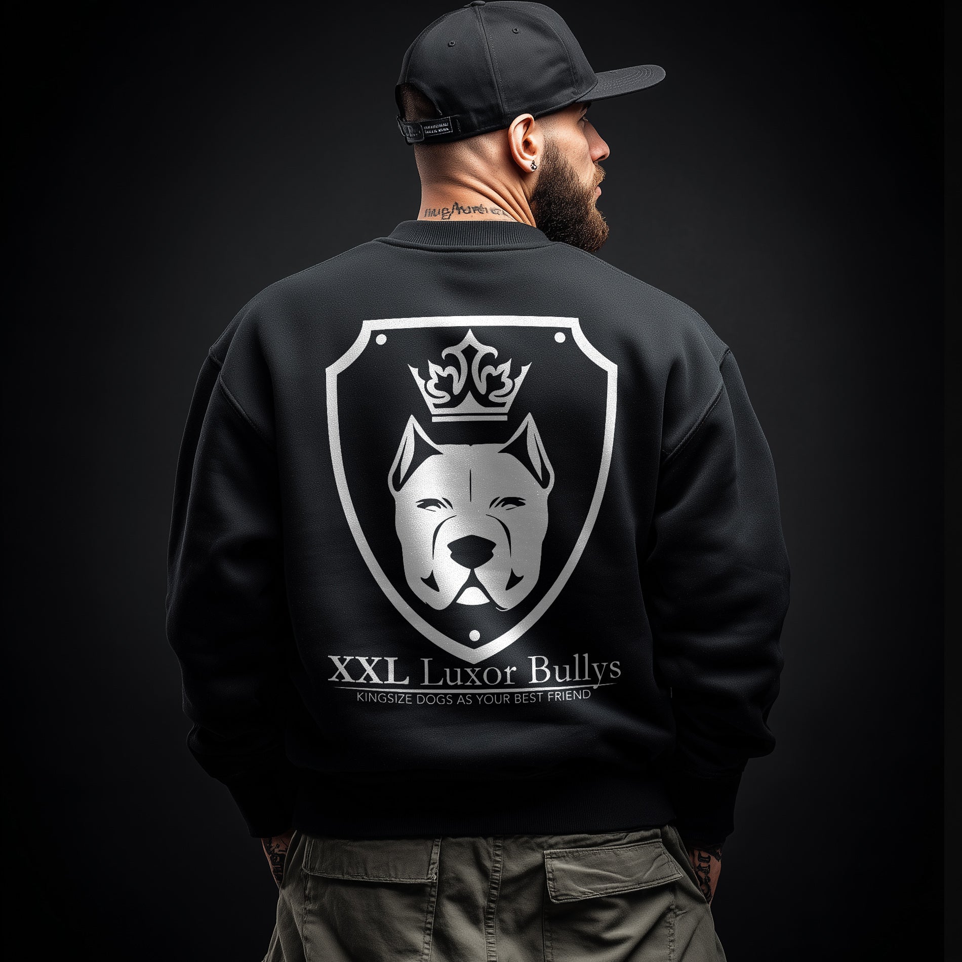 Luxor Black Sweatshirt Logo in White - Aneyone UG