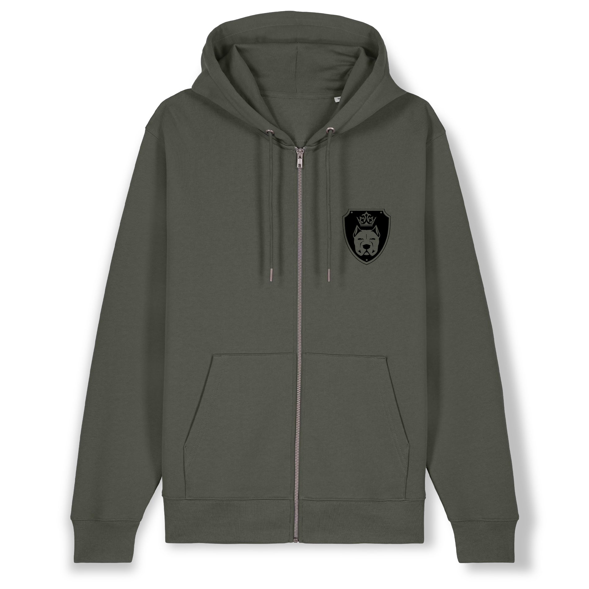 Luxor Khaki Zip Hoodie Logo in Black - Aneyone UG