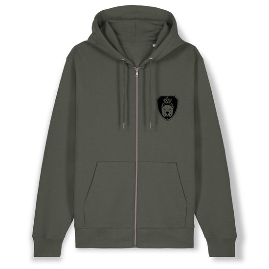 Luxor Khaki Zip Hoodie Logo in Black - Aneyone UG