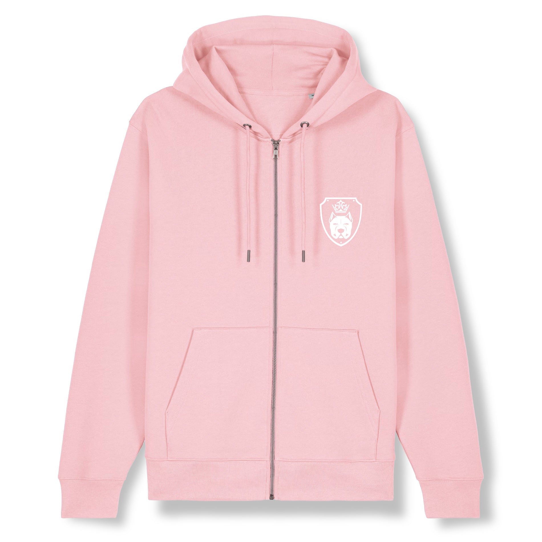 Luxor Pink Zip Hoodie Logo in White - Aneyone UG
