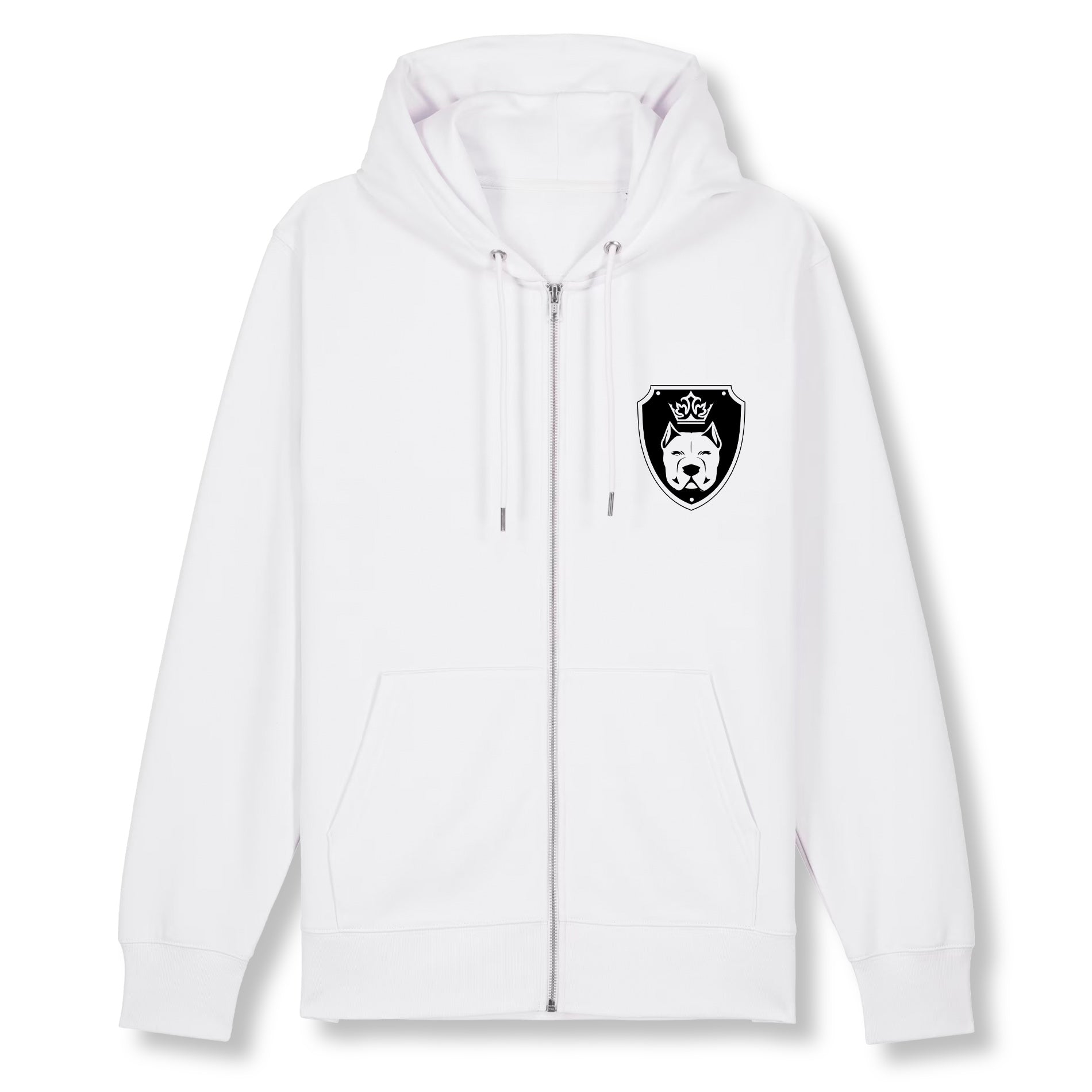 Luxor White Zip Hoodie Logo in Black - Aneyone UG