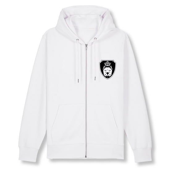 Luxor White Zip Hoodie Logo in Black - Aneyone UG
