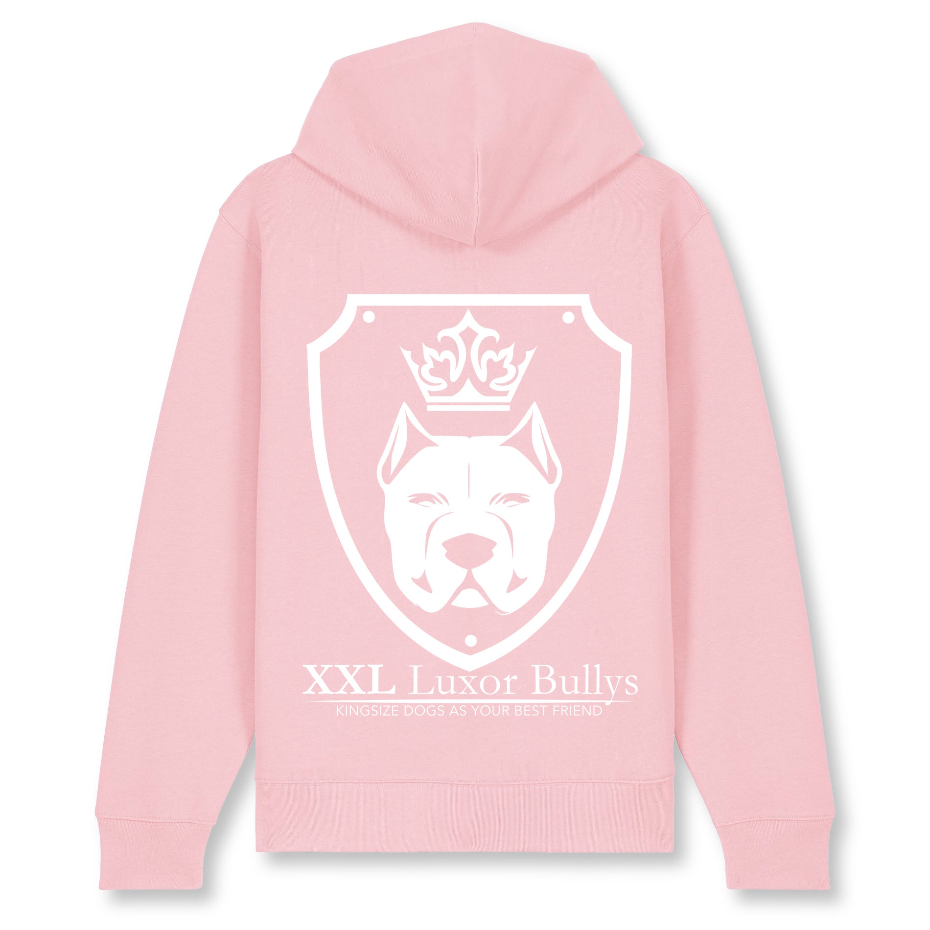 Luxor Pink Zip Hoodie Logo in White - Aneyone UG