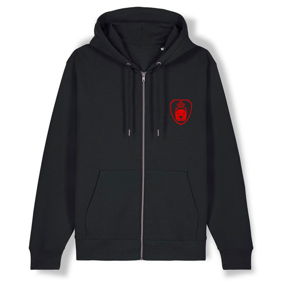 Luxor Black Zip Hoodie Logo in Red - Aneyone UG