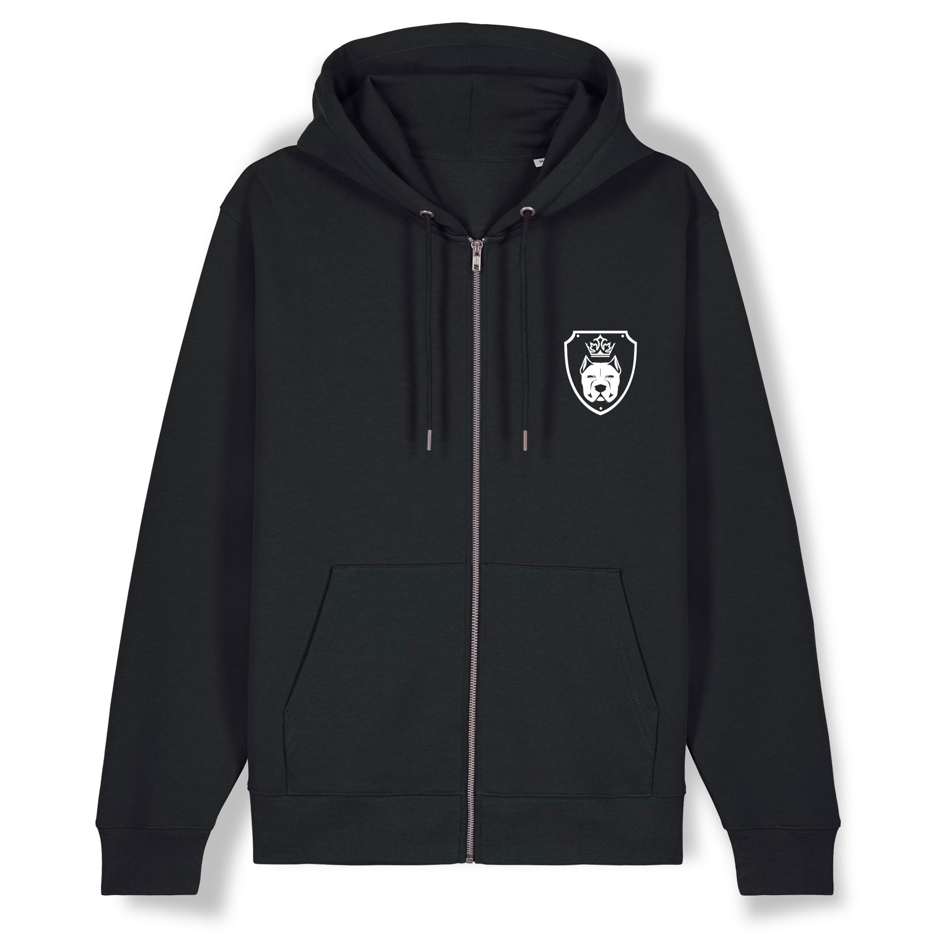 Luxor Black Zip Hoodie Logo in White - Aneyone UG