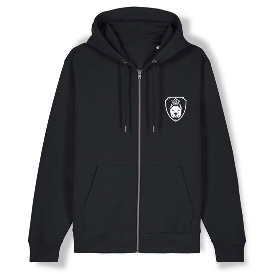 Luxor Black Zip Hoodie Logo in White - Aneyone UG